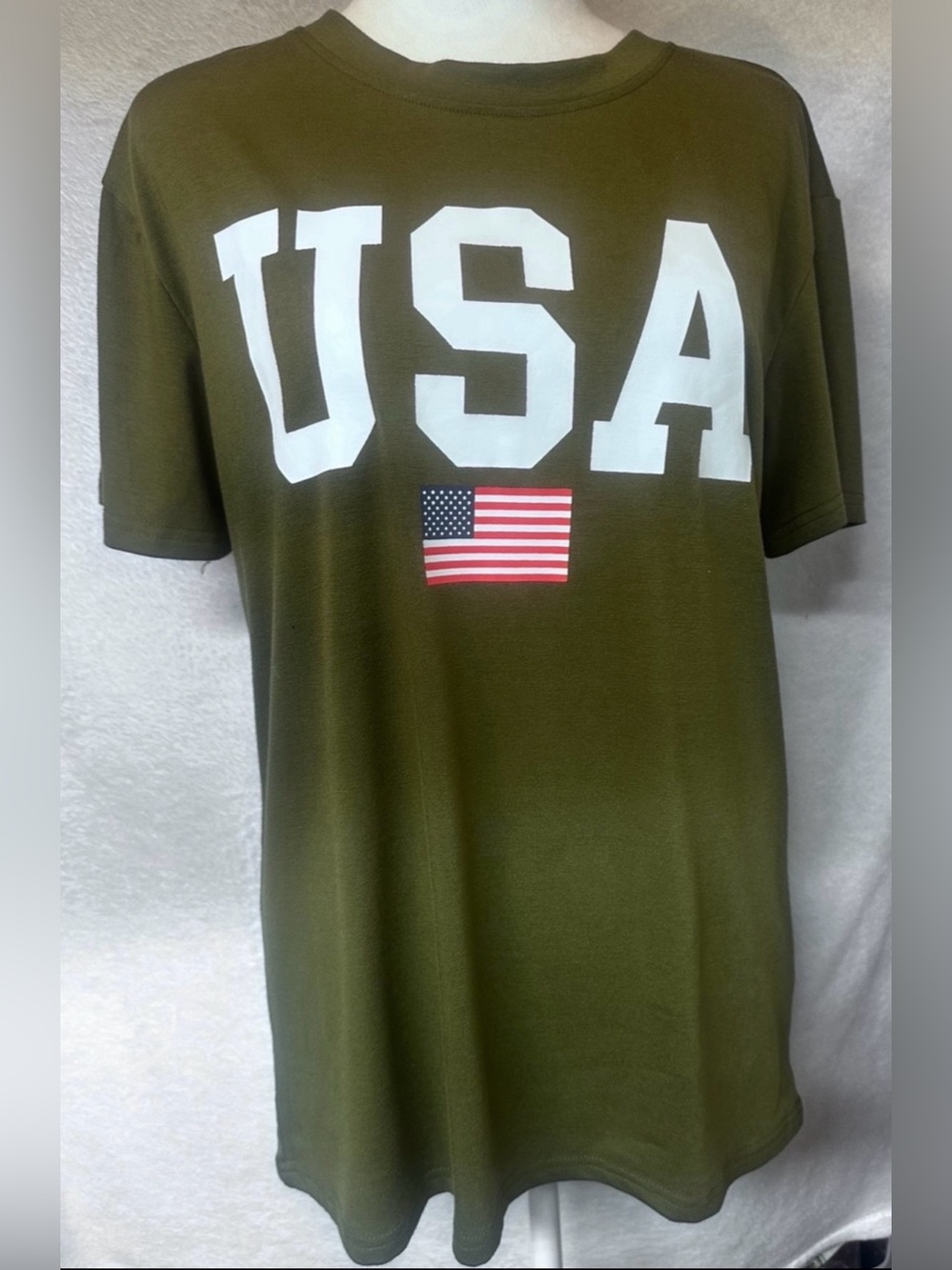 # USA Graphic Olive Green Men's T-Shirt